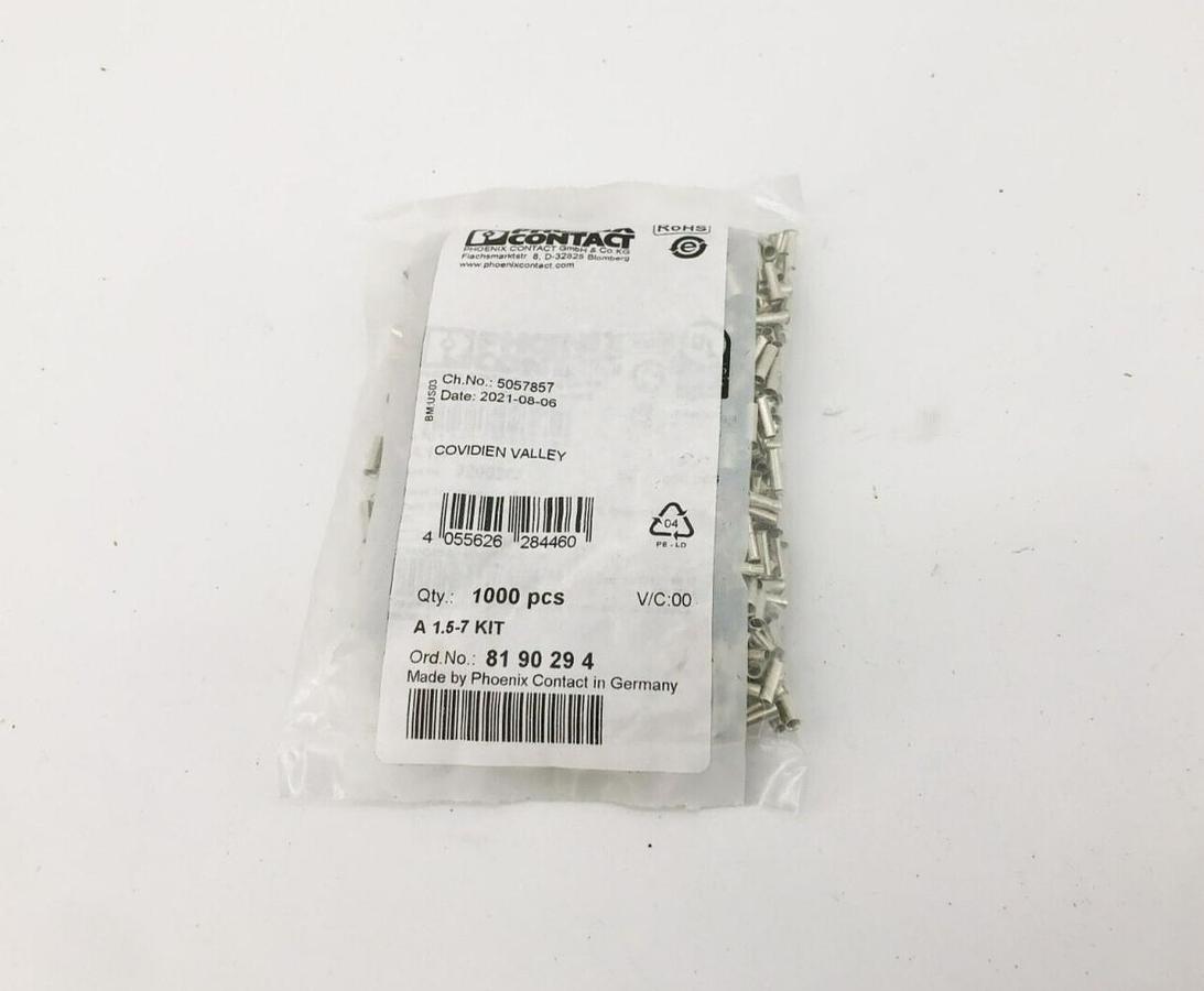 Lot of 1000 Phoenix Contact 3200263 Ferrule DIN Connectors 16AWG Silver