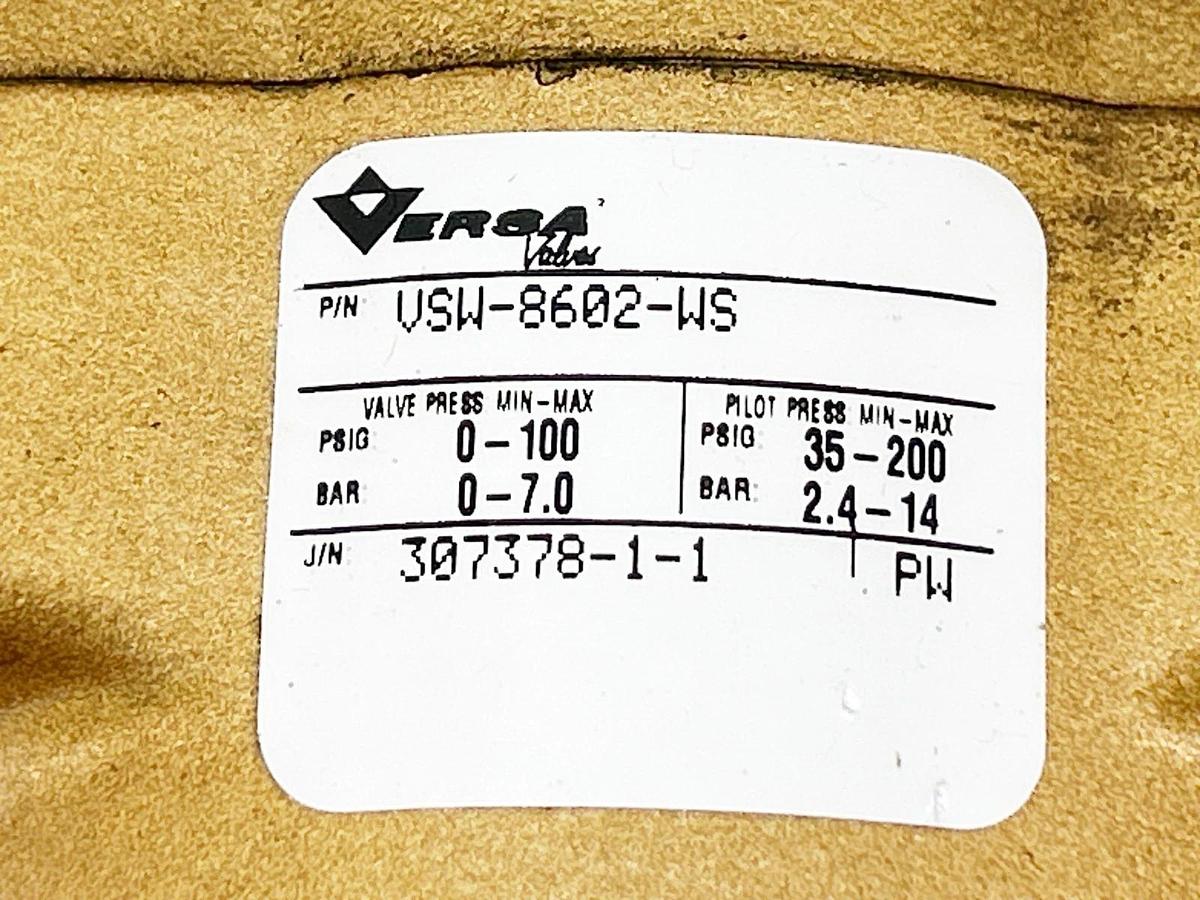 New Versa VSW-8602-WS Hydraulic Valve 200PSIG 14Bar - No Box