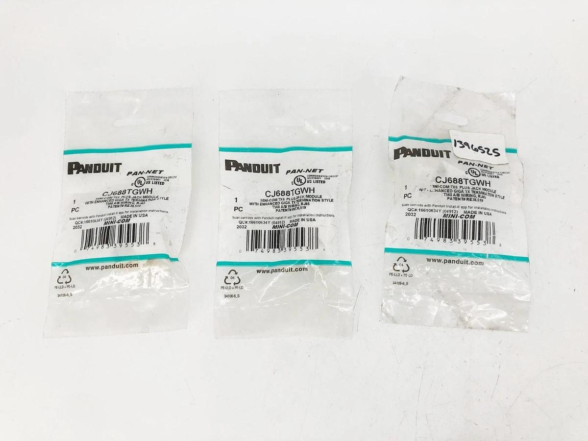 Lot of 3 New Panduit CJ688TGWH Mini-Com TX6 Plus Jack Modules