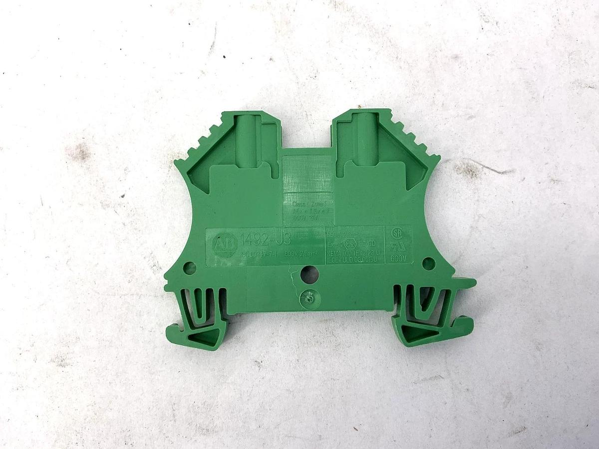 Lot of 21 New Allen Bradley 1492-J3-G Terminal Block Green 25A 600V
