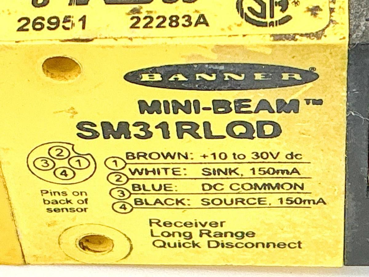 Used Banner Engineering SM31RLQD Photoelectric Sensor 10-30VDC 26951