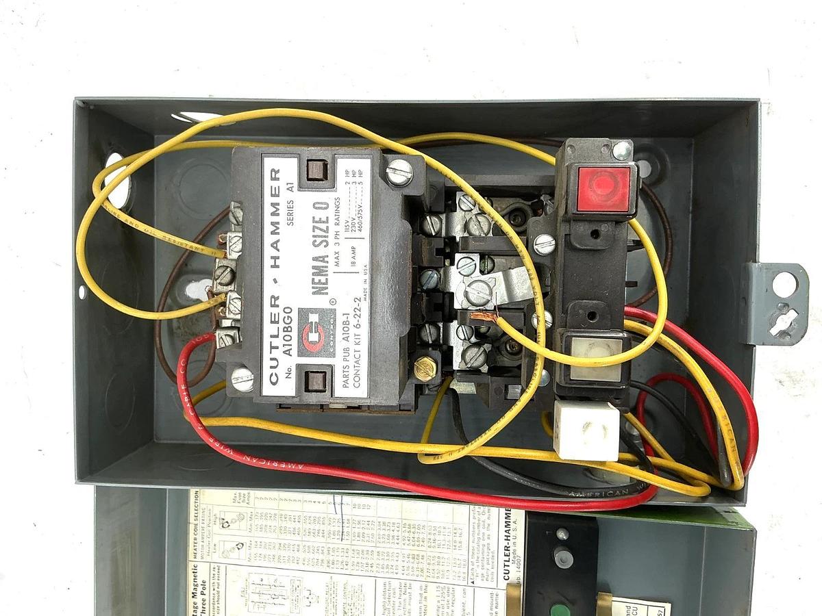 Used Cutler-Hammer C325KAL1 Enclosure w/ A10BG0 Ser A1 Starter 3Ph 18A 480V 50/60HZ