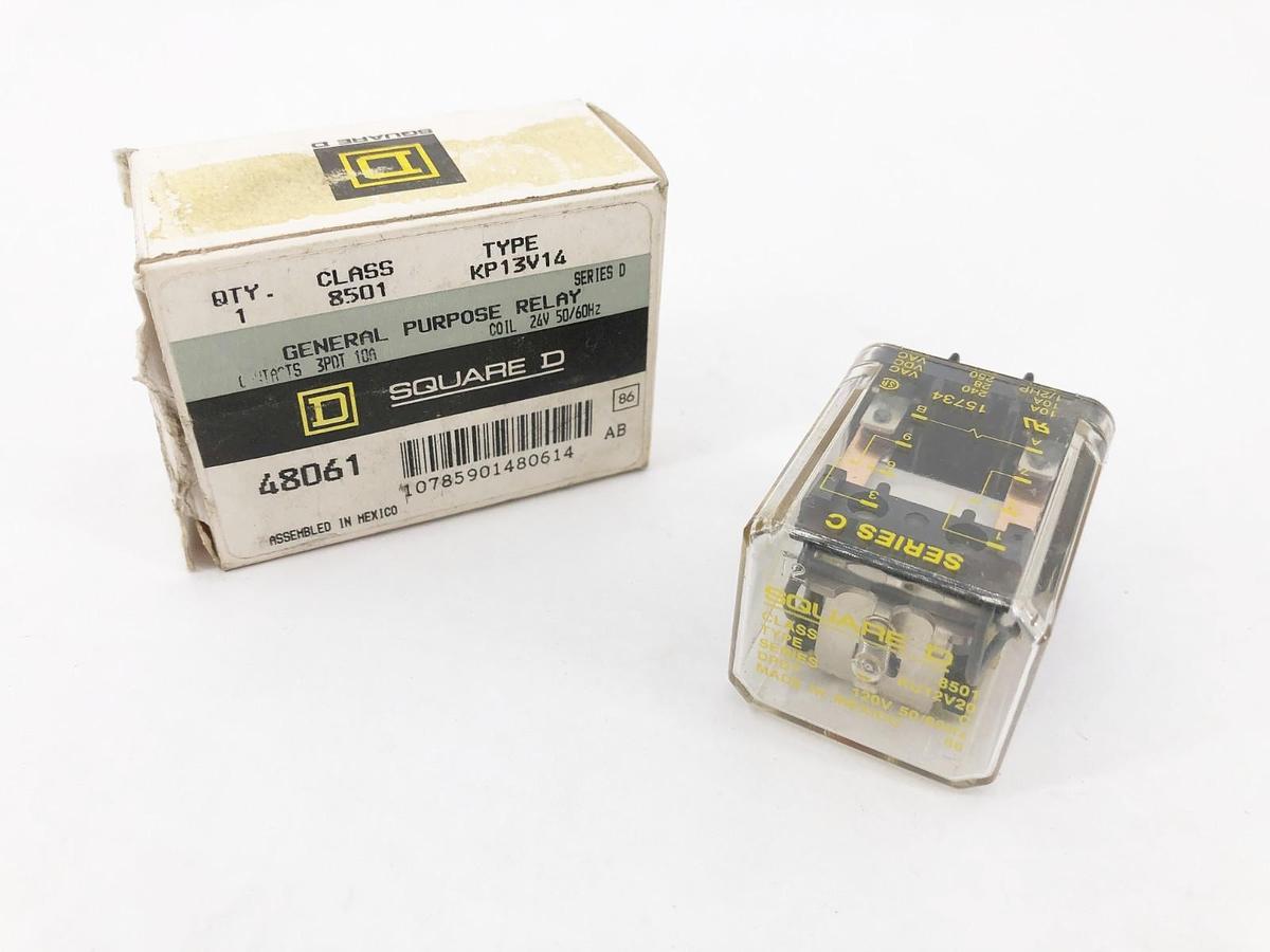 New Square D 8501-KP13V14 Series D General Purpose Relay 3PDT 10A 24V