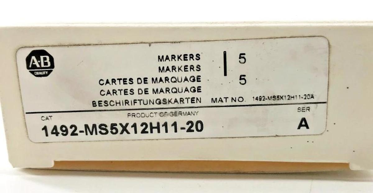 Box of 5 New Allen-Bradley 1492-MS5X12H11-20 Ser. A Horizontal Marker Cards