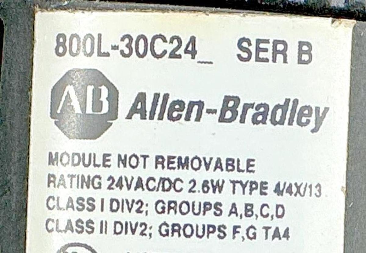 New Allen Bradley 800L-30C24R Ser B Indicator Light Red 24V 800L-30C24 - No Box