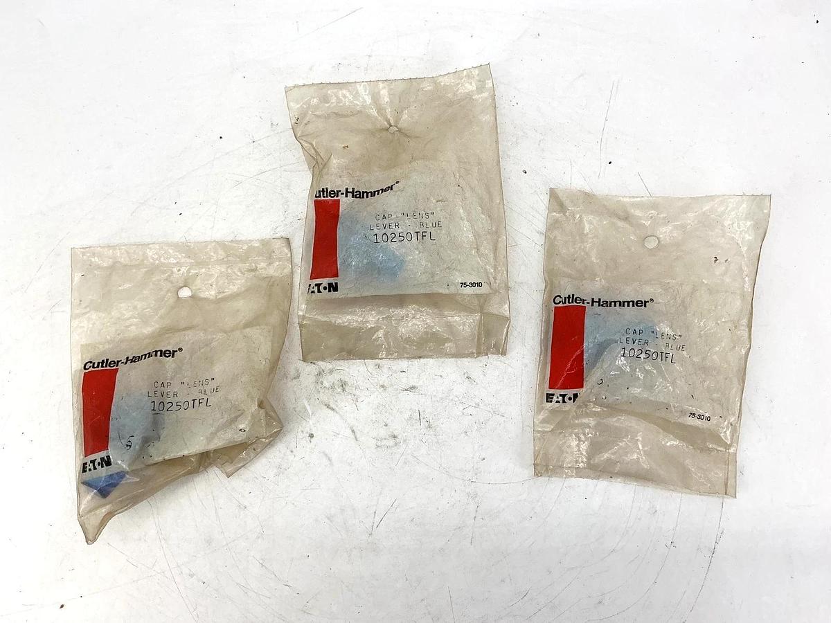 Lot of 3 New Eaton Cutler-Hammer 10250TFL Selector Switch Cap Lens Lever Blue