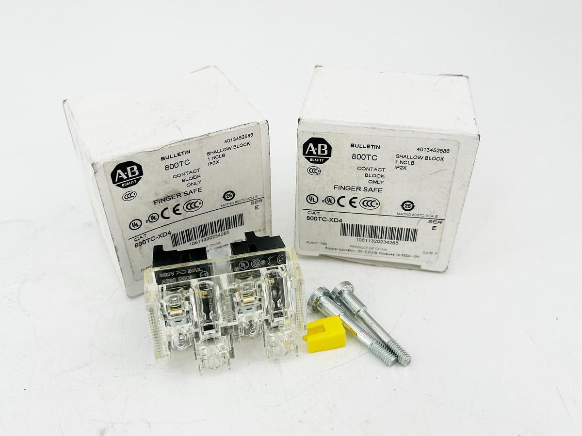 New Lot of 2 Allen Bradley 800TC-XD4 Shallow Contact Block 30MM Ser.E