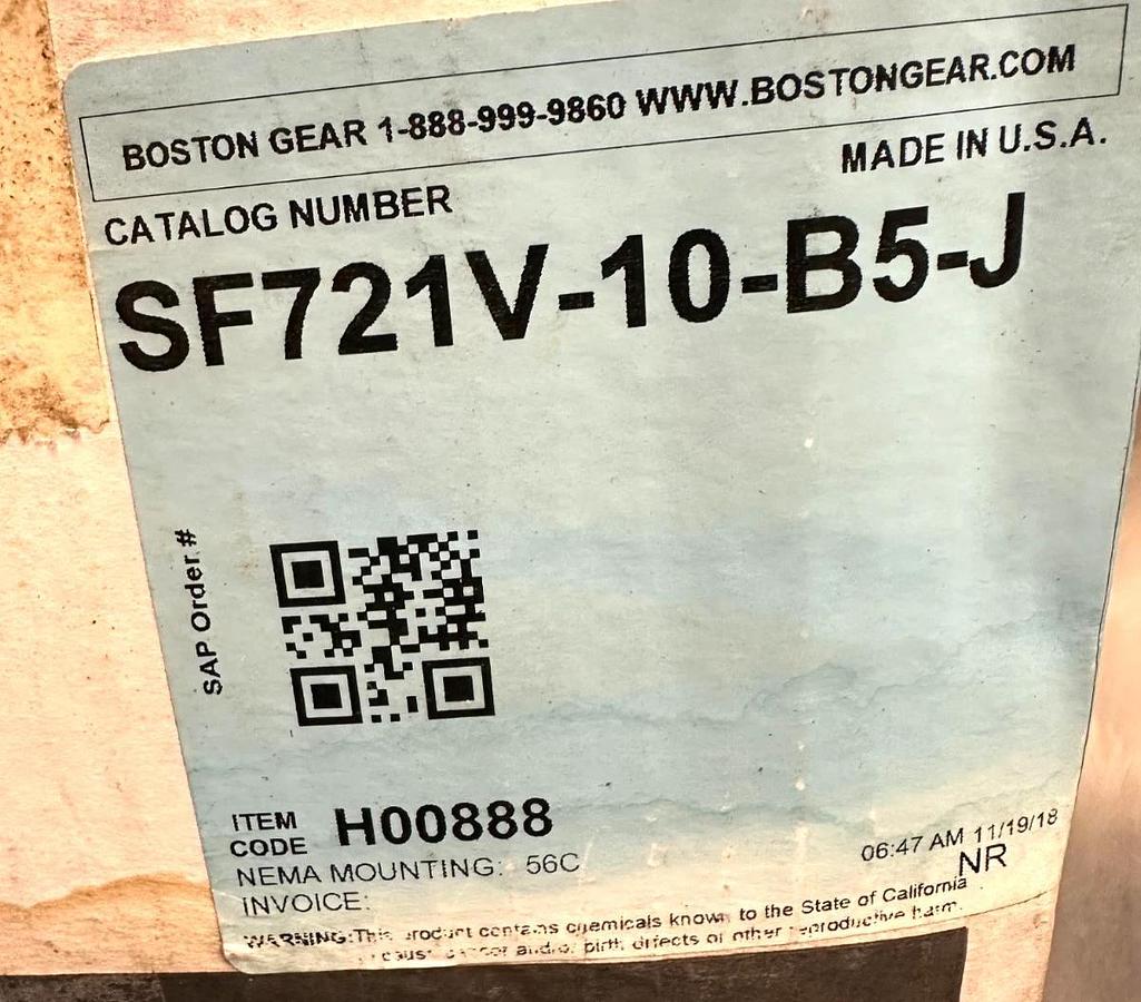 New Boston Gear SF721V-10-B5-J Worm Gear Speed Reducer 10:1 - Missing Parts