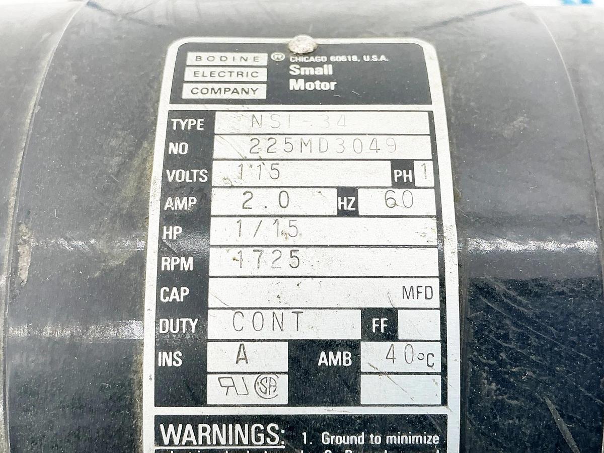 Used Bodine Electric NS1-34 Small Motor 115V PH1 2A 1/15HP 1725