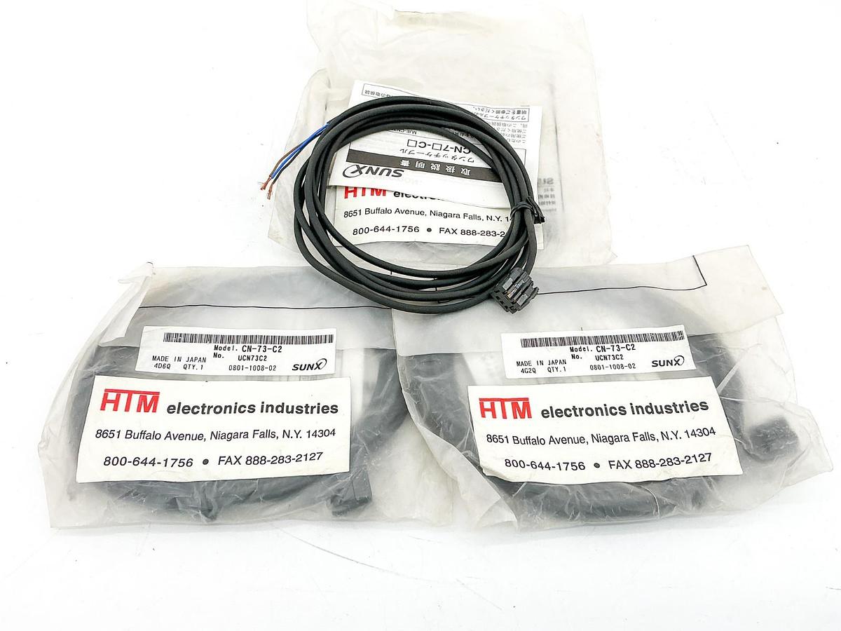 New Lot of 3 HTM SunX CN-73-C2 Sensor Cable Connector