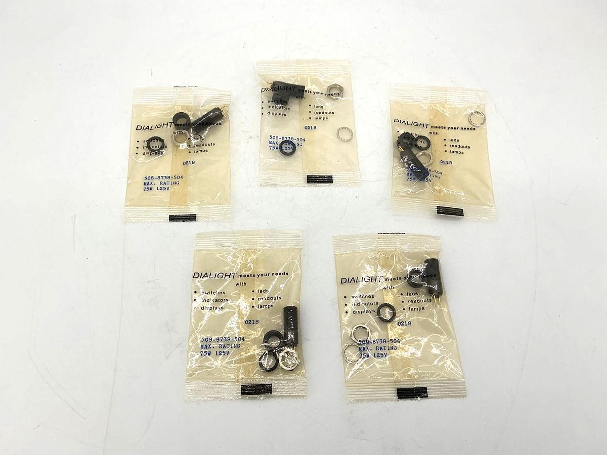 Lot of 5 New Dialight 508-8738-504 Cartridge Lamp Holder 9.525mm 2-Pin 75W 125V