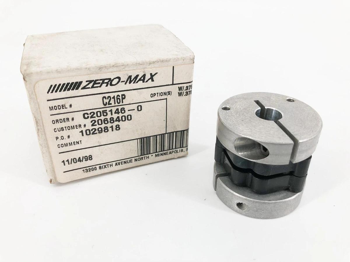 New Zero-Max C216P Control Flex Coupling w/ 0.375" Bore Clamped