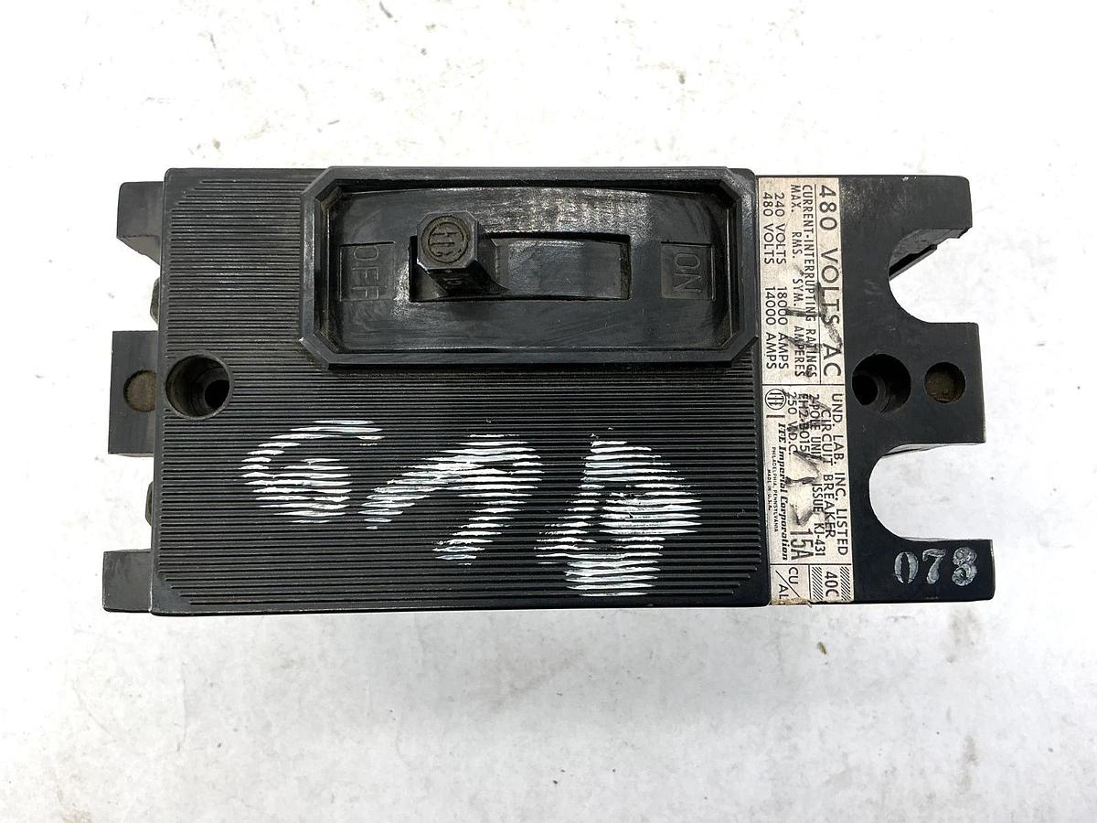Used ITE EH2-B015 Circuit Breaker 2-Pole 1-Phase 15A 480VAC