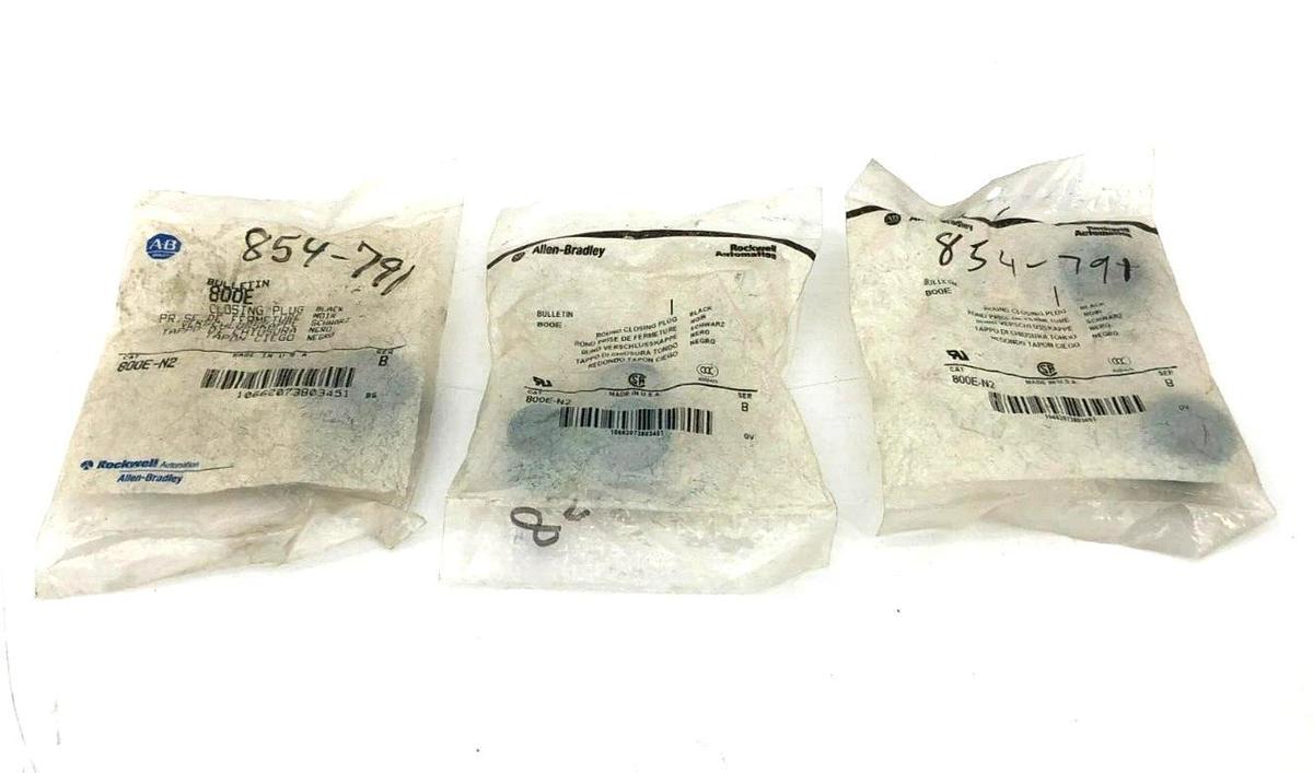 Lot of 3 New AB Allen Bradley 800E-N2 Ser. B Closing Plugs