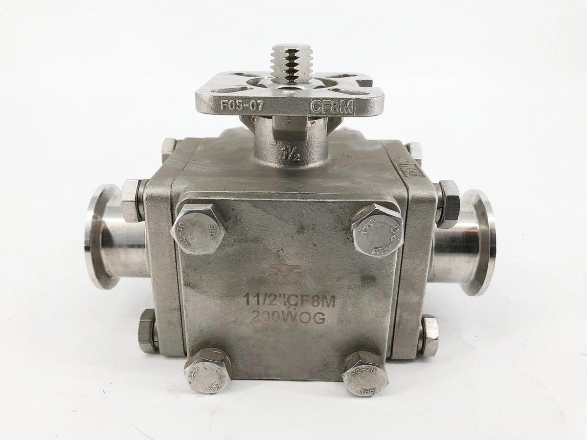 New Haitima 1-1/2" CF8M 200WOG Stainless Steel Sanitary Valve 3-Way - No Box