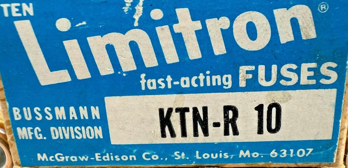 Lot of 10 New Bussmann KTN-R-10 Limitron Fast-Acting Class RK1 Fuse 10A 250V