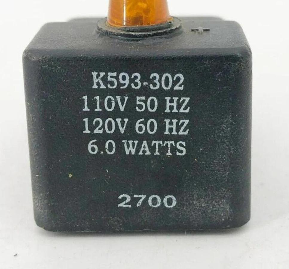 New Parker K593-302 Coil With Light 110V/50 120V/60 6 Watts