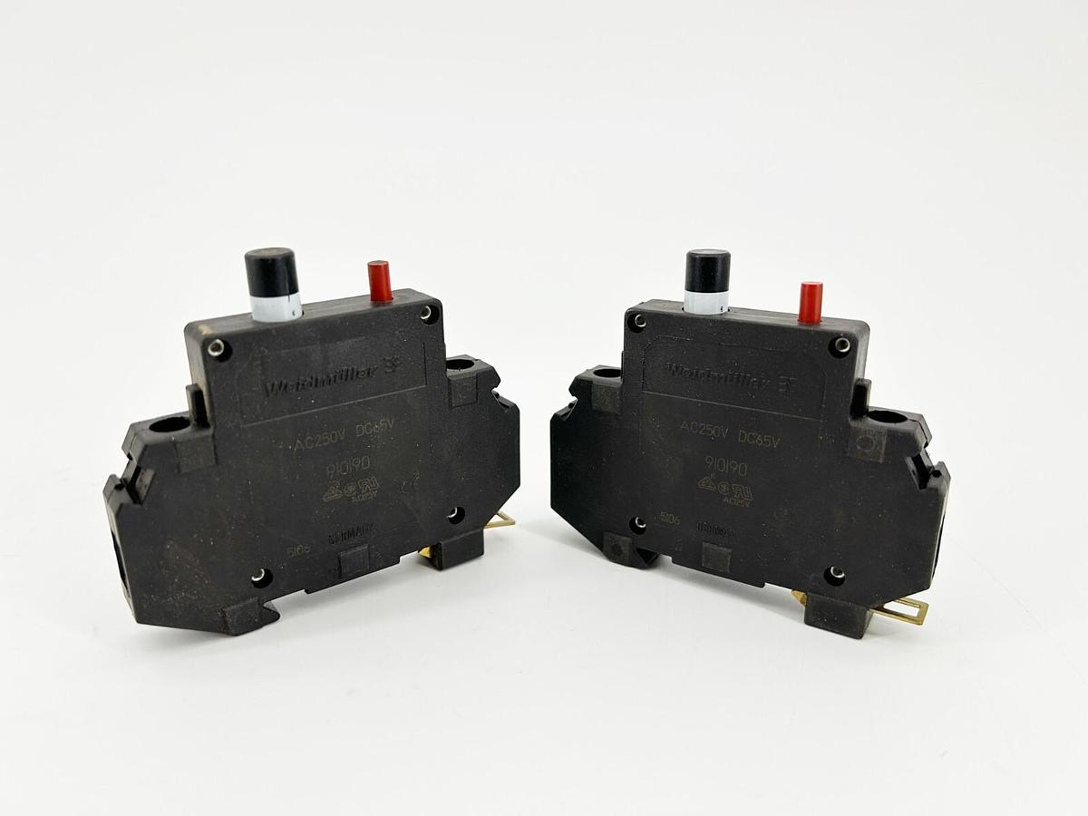 New Lot of 2 Weildmuller 910190 Circuit Breaker 10A 1 Pole 240V - No Box