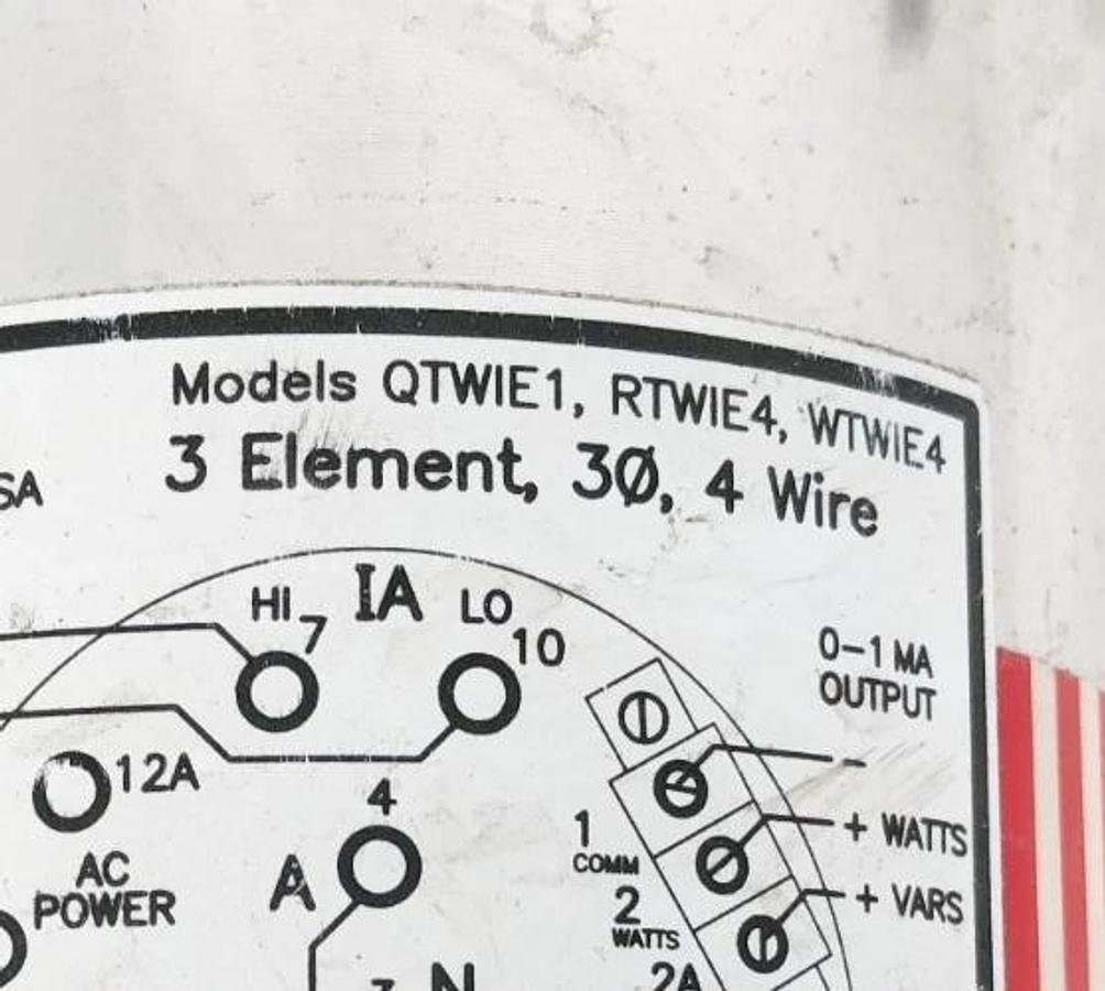 Used Bitronics QTWIE1 Digital Power Meter 115VAC 3 Element 3 Phase 4-Wire