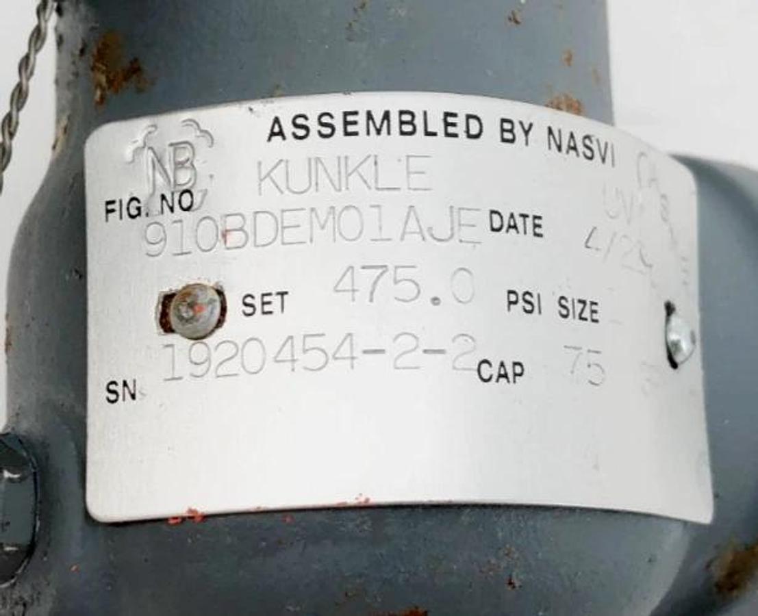 New Kunkle 910BDEM01AJE Relief Valve 1" MNPT x FNPT Set. 475psi