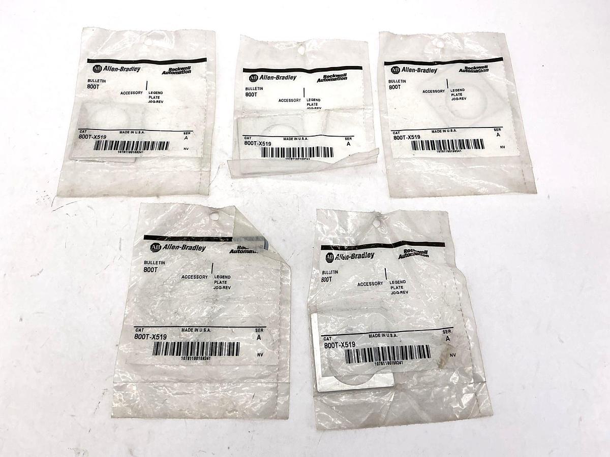 Lot of 5 New Allen Bradley 800T-X519 Ser A Legend Plate Jog-Reverse Accessory