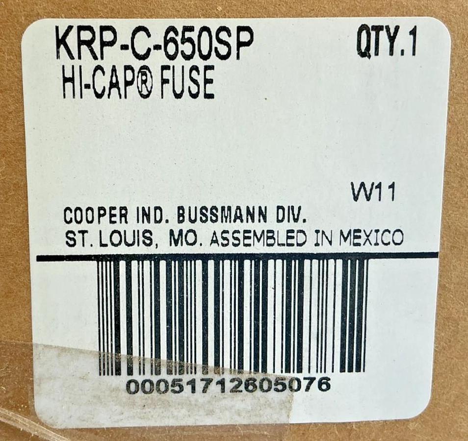 New Bussmann KRP-C-650SP Low-Peak Time-Delay Class L Fuse 650A 600V