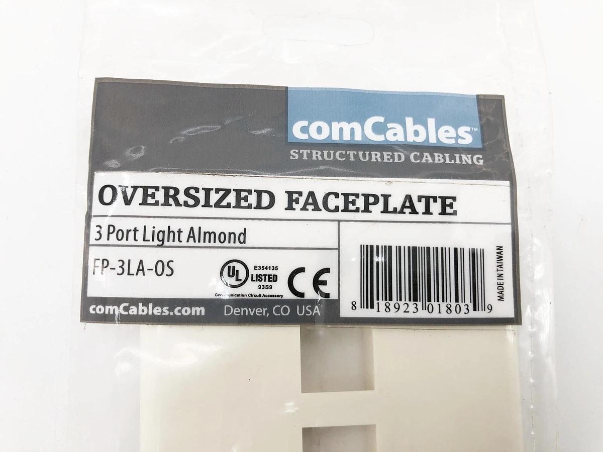 Lot of 35 New comCables FP-3LA-OS Oversized Faced Plates 3-Port Light Almond