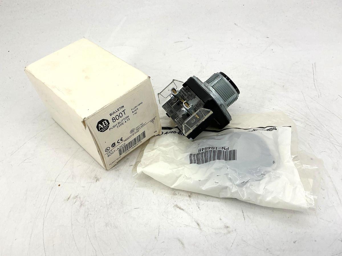 New Allen Bradley 800T-A2D2 Ser T Push Button 30mm Flush Head Black 1NC