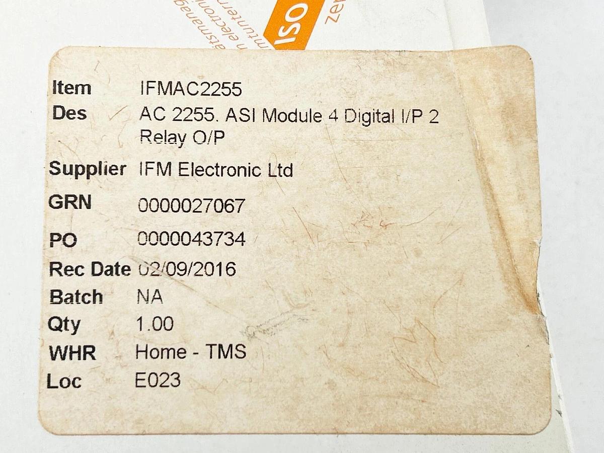 New IFM AC2255 AC 2255 ASI Module 4 Digital I/P2 Relay O/P