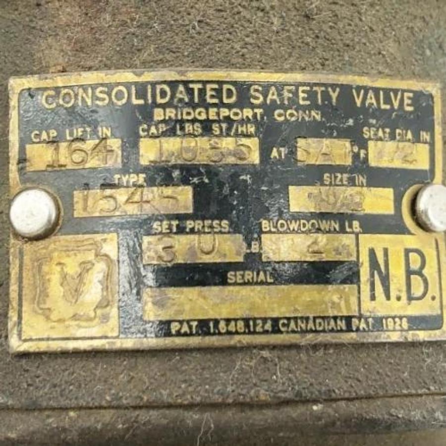 New Consolidated Type 1545 Safety Valve 1-1/2" Set Pressure 30lb Bronze - No Box