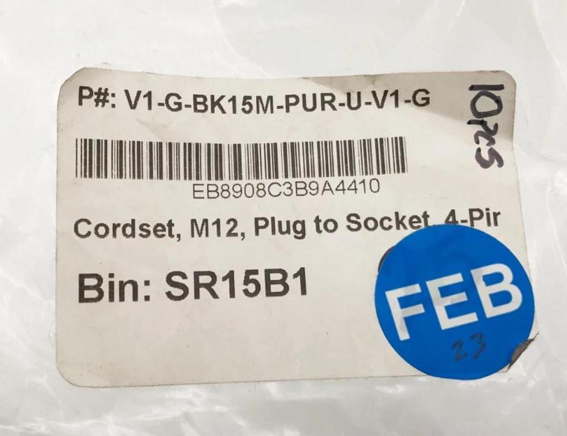 New Pepperl+Fuchs V1-G-BK15M-PUR-U-V1-G Cordset Female M12 4 Pin 250 VAC/VDC 15m