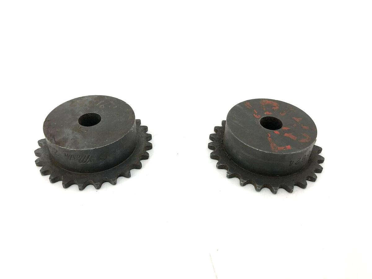 Lot of 2 New Martin 25B24 Sprockets, #25 Chain, 3/8" Bore, 24 Teeth