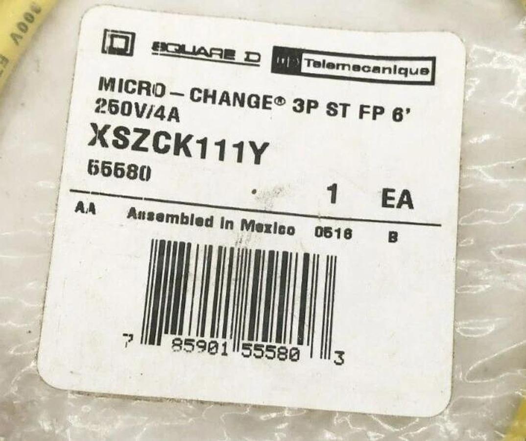 New Square D XSZCK111Y Cable Micro-Change 3P ST FP 6FT. 250V/4A