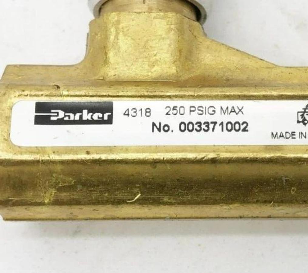 New Parker 003371002 Flow Control Valve 3/8" Brass