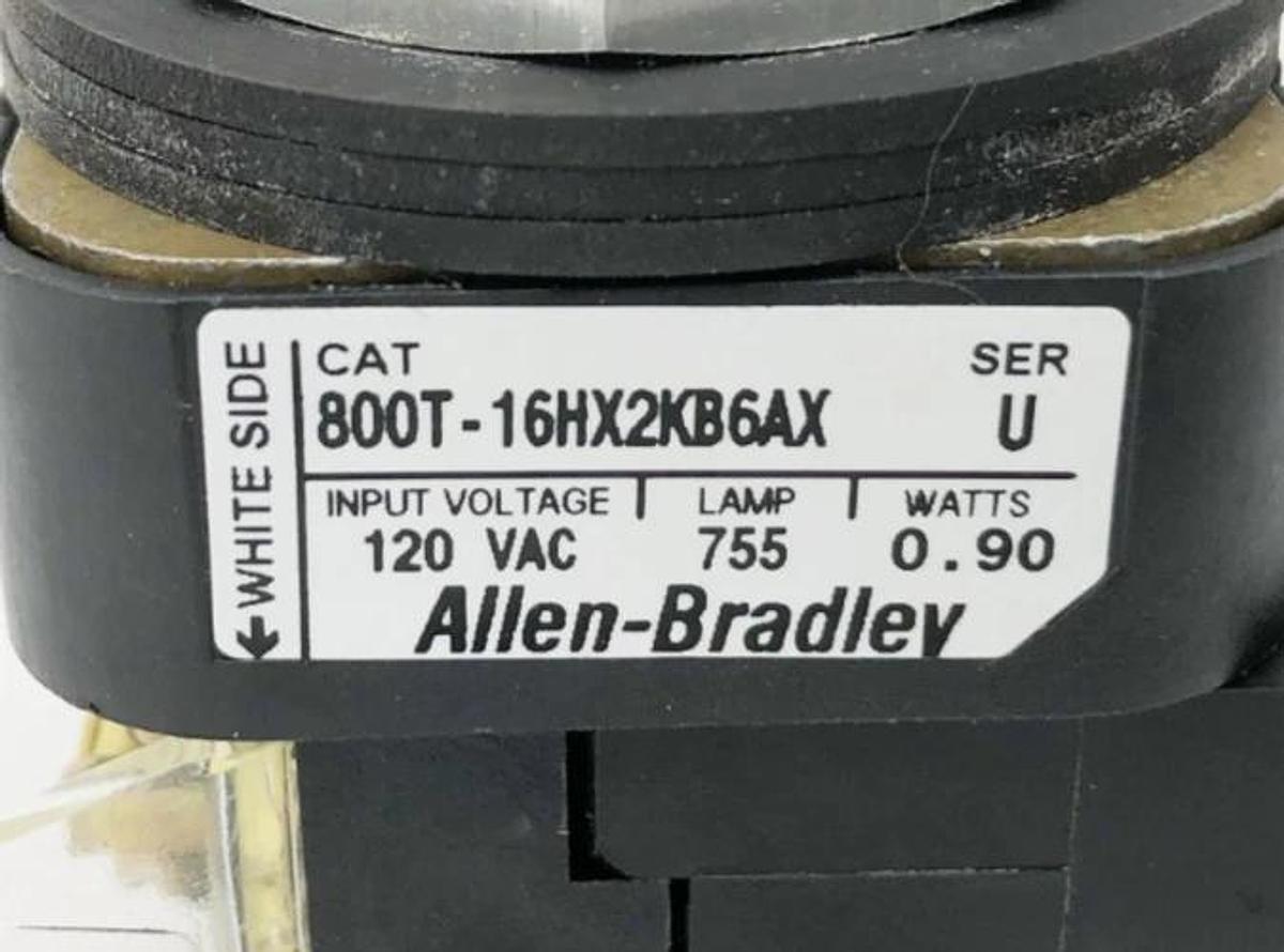 New Allen-Bradley 800T-16HX2KB6AX Ser. U Illuminated Selector Switch 2-Pos 120V