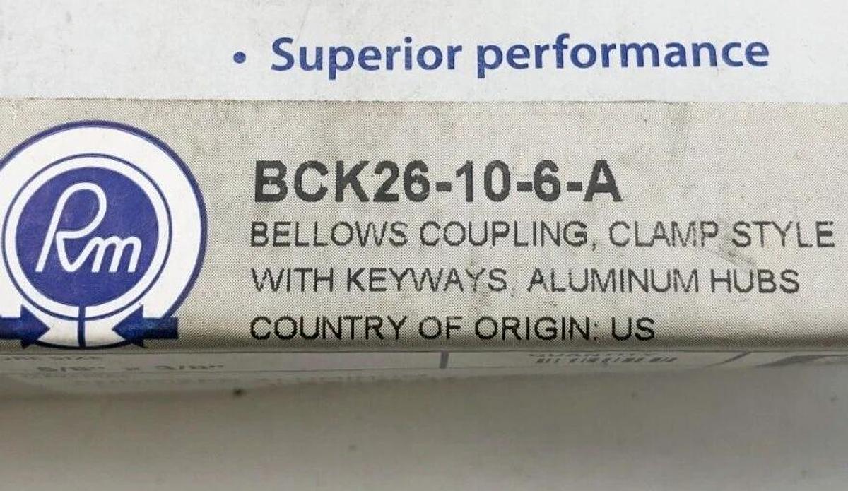 New Ruland BCK26-10-6-A Bellows Coupling Clamp 5/8 X 3/8 Bores 1-5/8 OD