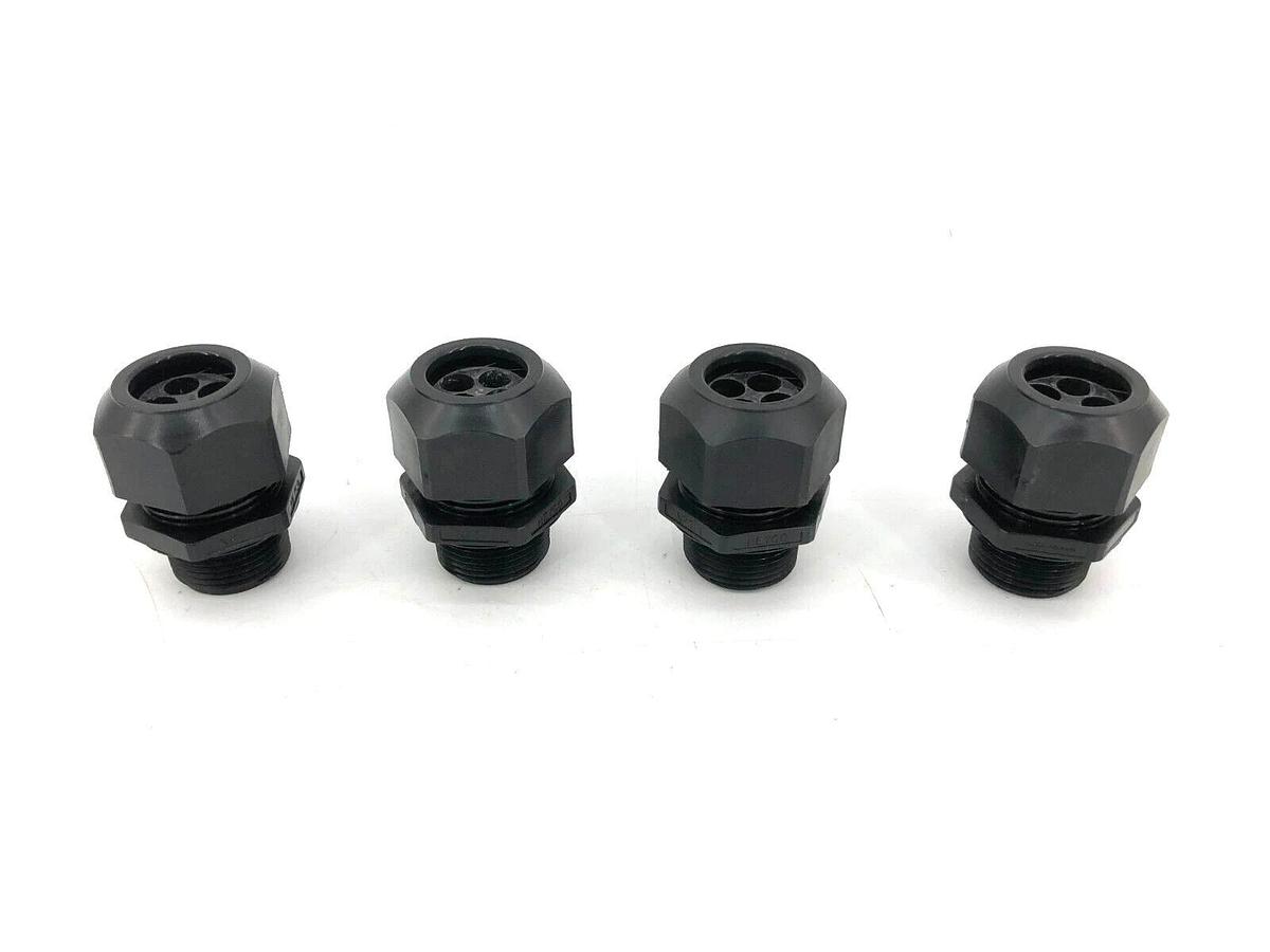 Lot of 4 New Heyco M8437GAX Cable Glands, 1" NPT, 4-Hole, 9.5mm Holes