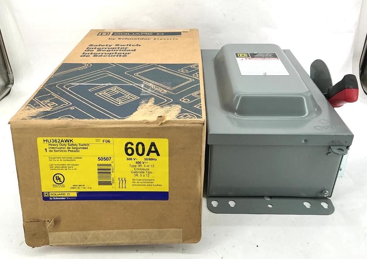 New Square D HU362AWK Ser F6 Heavy Duty Safety Switch 3P 60A 600V