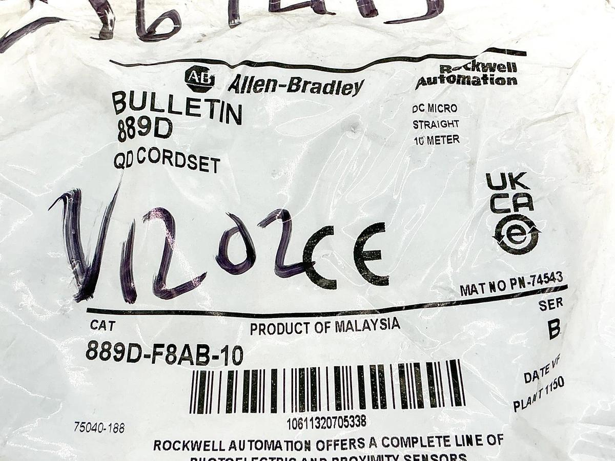New Allen Bradley 889D-F8AB-10 QD Cordset DC Micro Straight 10m Ser.B