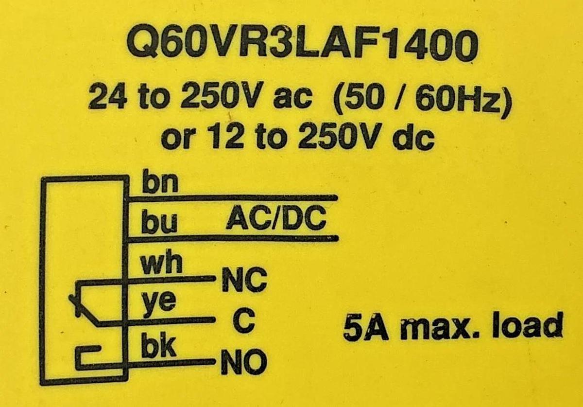 New Banner Engineering Q60VR3LAF1400 Photoelectric Switch 5A 250VAC 71635 No Box