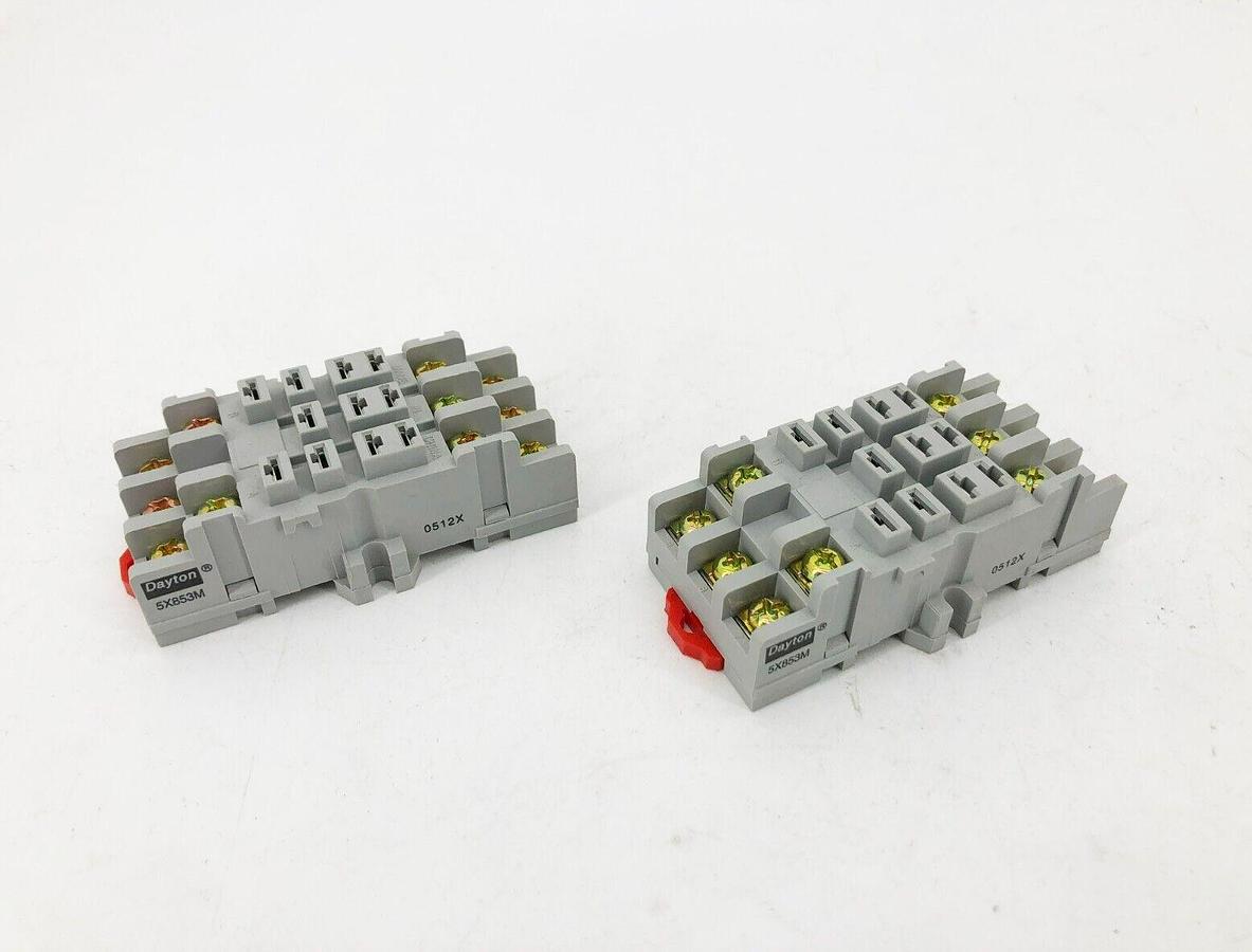 Lot of 2 New Dayton 5X853M Relay Sockets 11-Pin 15A 300V