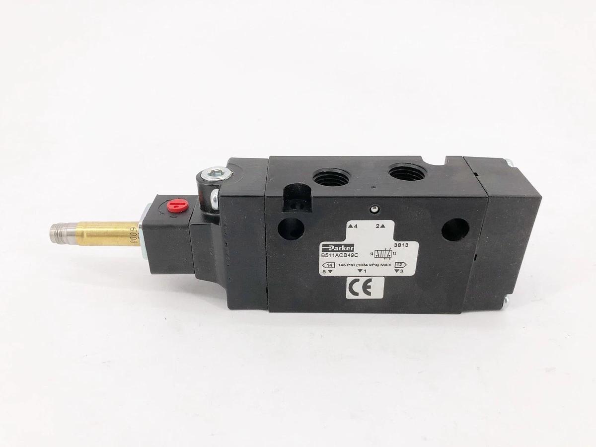 New Parker B511ACB49C Solenoid Valve 1/4" 145psi 24VDC Missing Coil - No Box