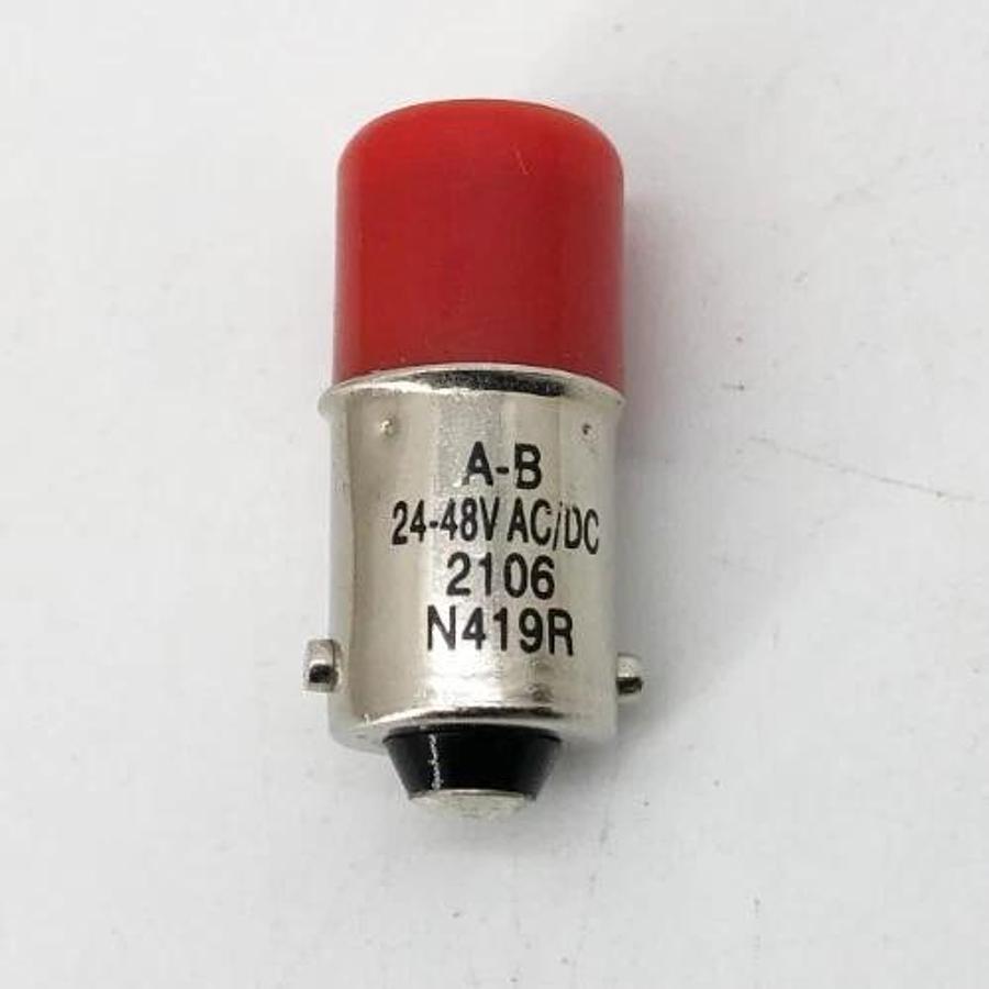 Lot of 2 New Allen-Bradley 800T-N419R Red LED Bulbs 24-48VAC - No Box