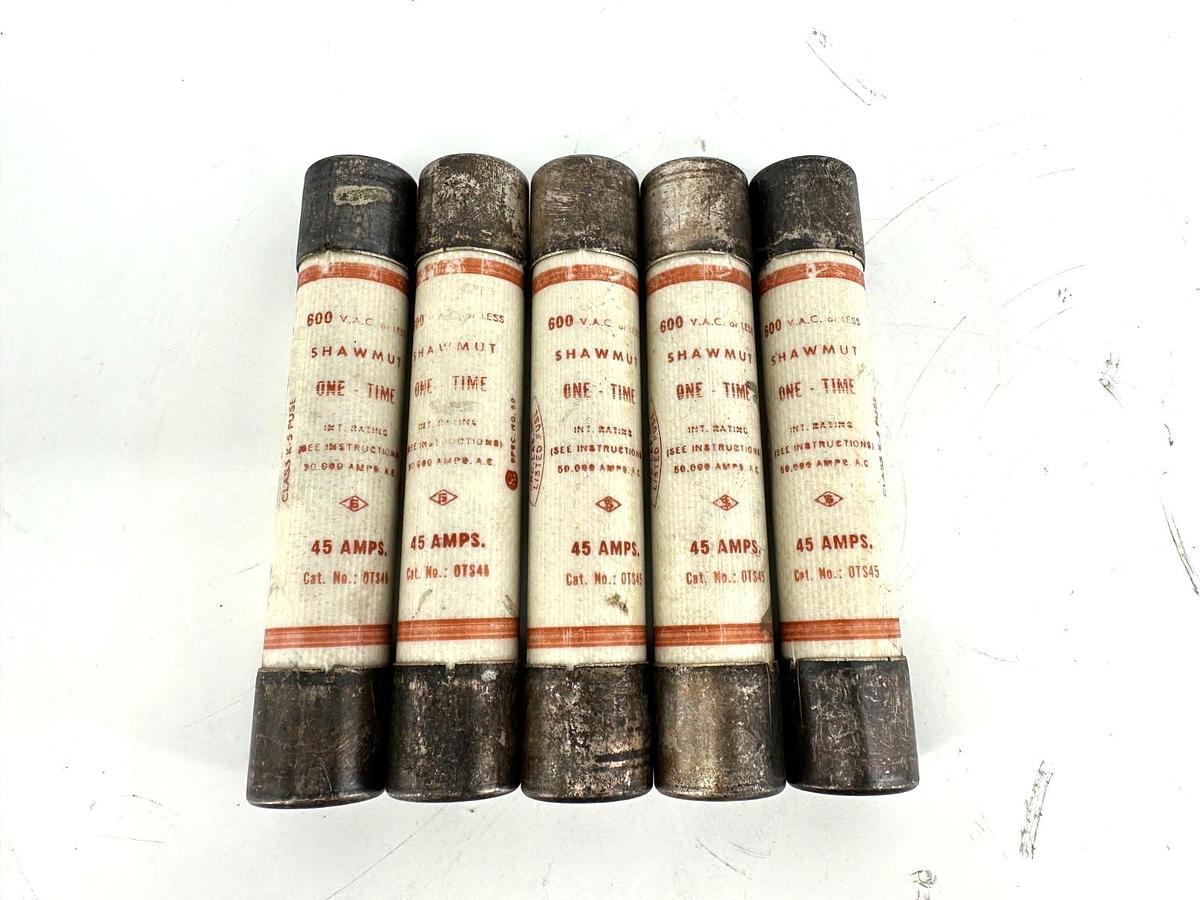 Lot of 5 New Shawmut OTS45 One-Time Class K-5 Fuse 45A 600V