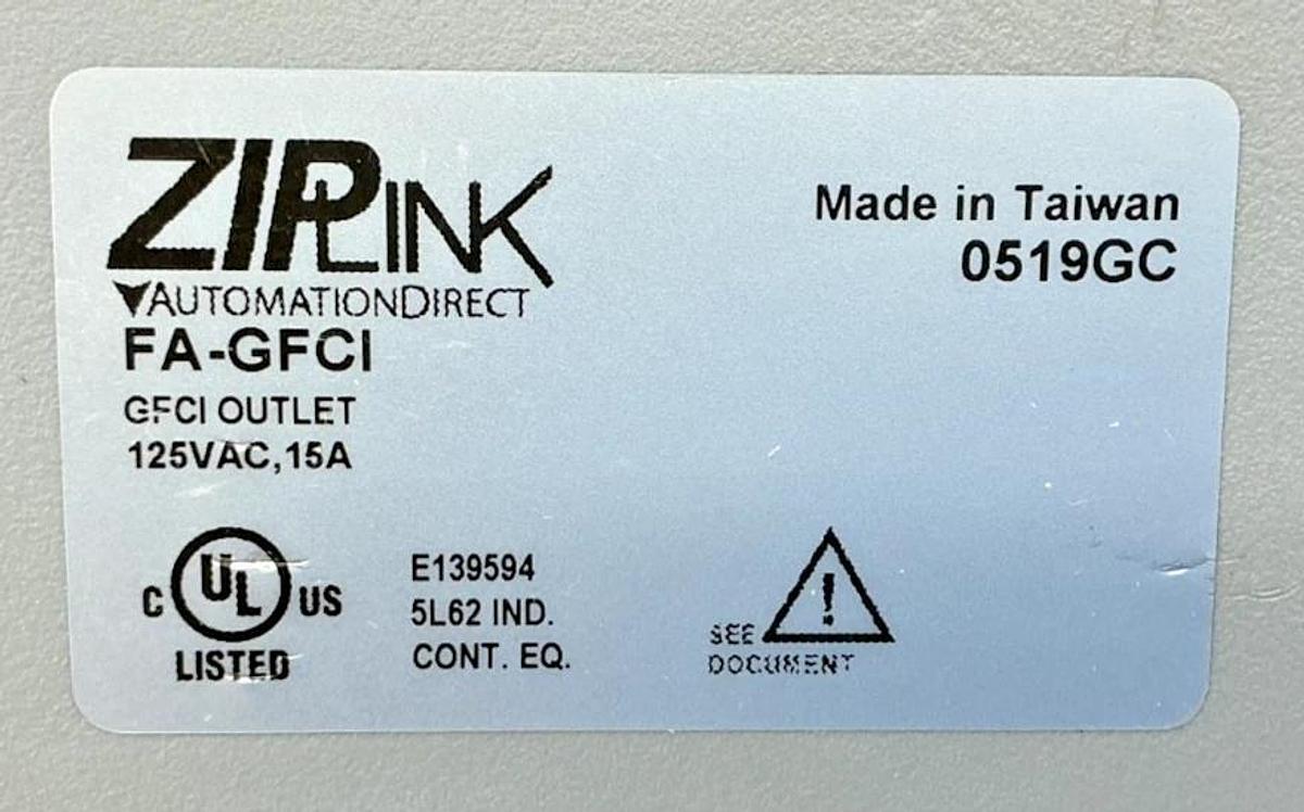 Used Automation Direct FA-GFCI ZIPLink GFCI Outlet 15A 125VAC