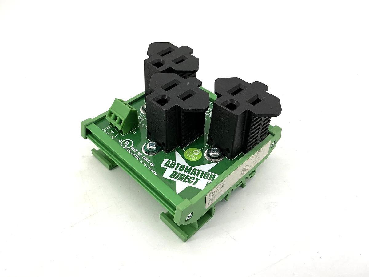 Lot of 2 New Facts Engineering FA-REC3 DIN Rail Receptacle 3-Outlet 15A 125VAC