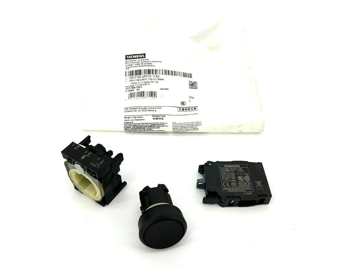 New Siemens 3SU1100-0AB10-1FA0 Push Button, 22mm, Black