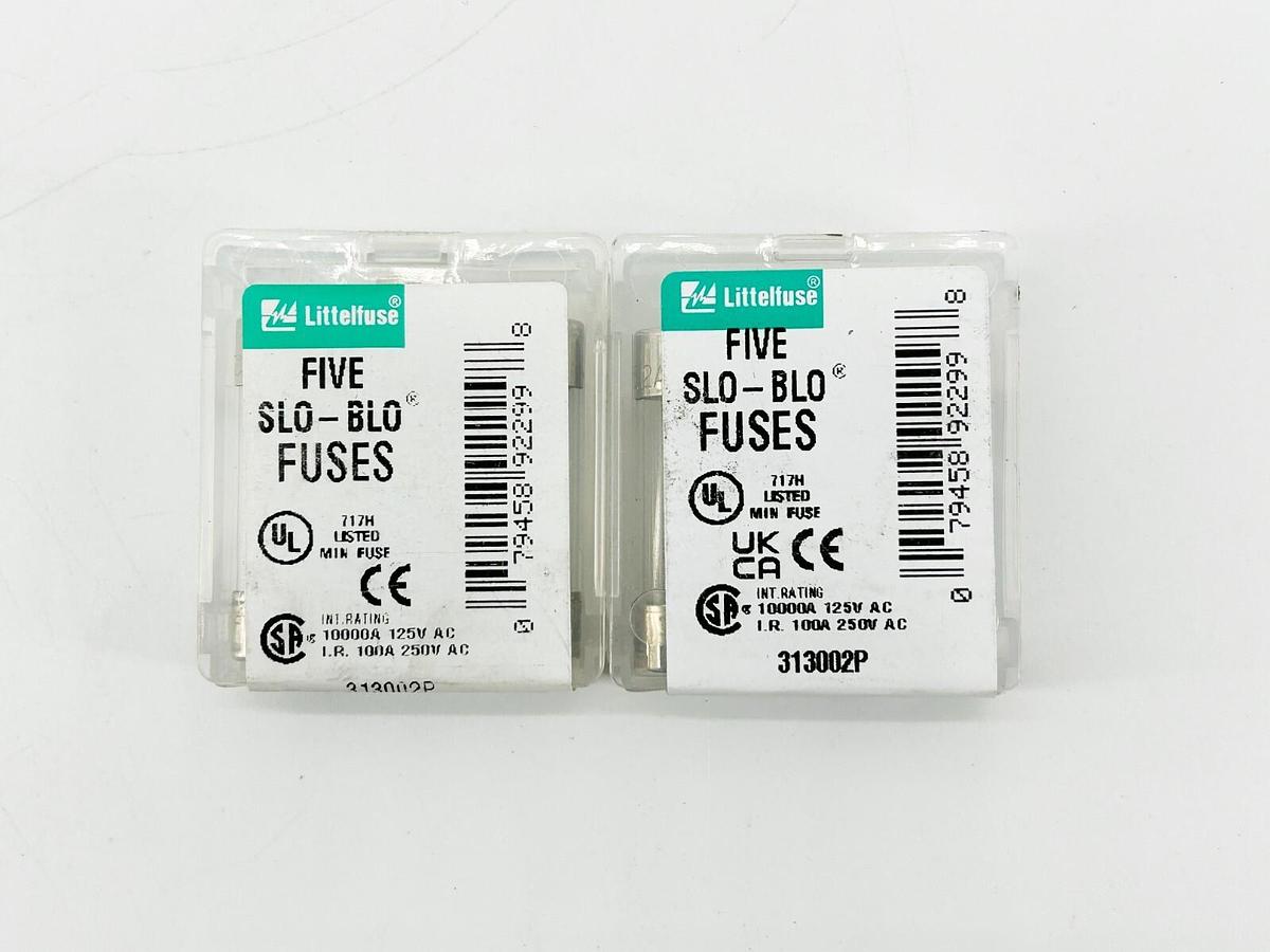New Lot of 10 Littelfuse SLO-BLO Glass Fuse 2A 250V