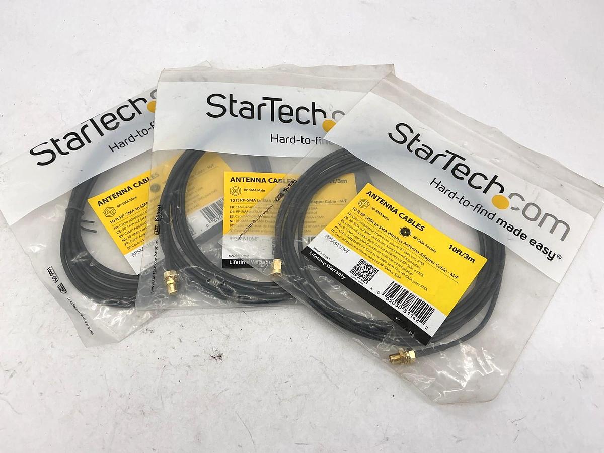 Lot of 3 New StarTech RPSMA10MF Antenna Cables 10ft/3m RP-SMA Male RP-SMA Female