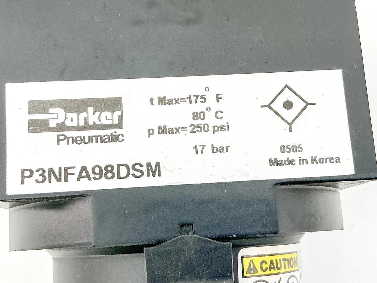 New Parker P3NFA98DSM Particulate/Coalescing Filter 250PSI 17Bar 175F - No Box